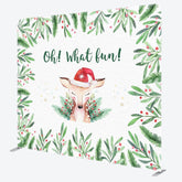 Aperturee - Aperturee Oh What Fun Deer Cherry Xmas Pillow Case Backdrop
